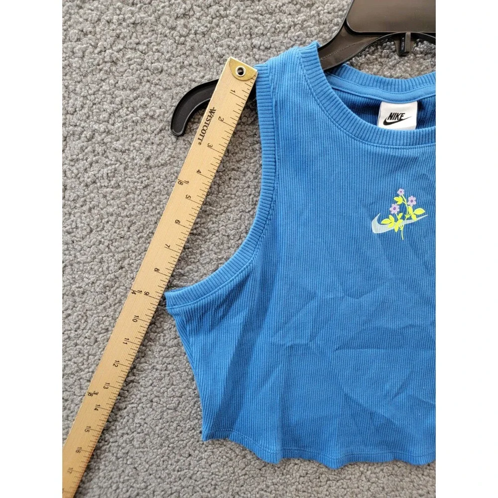 Nike Sportswear Essentials Ribbed Crop Tank Top Women's L Star Blue Pullover - Picture 8 of 15